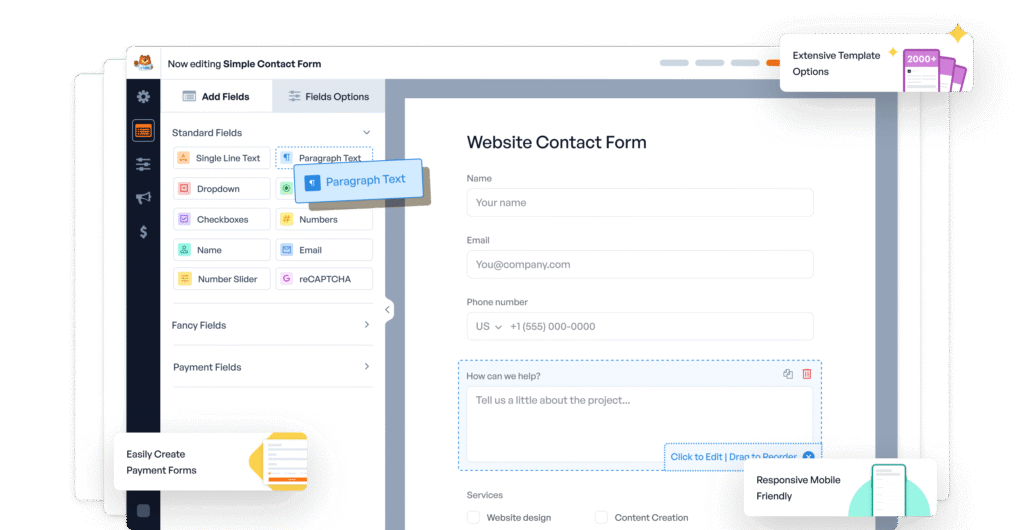 Interface do plugin WPForms